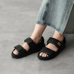 MIU MIU ミュウミュウ シューズ スポーティ マテラッセレザー サンダル 5X135E 88 レディース ブラック ホワイト マテラッセ スポーツサンダル ロゴ