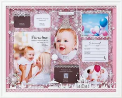 フォトフレーム パラダイス ベビー フォトフレーム「8ウィンドー（ピンク）」/インテリア 壁掛け 立てかけ 記念 写真 飾り ギフト プレゼント 出産祝い 結婚祝い 写真立て おしゃれ 飾る かわいい Mサイズ