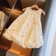 ワンピース 女の子 夏服 ノースリーブ 花柄 プリンセス ドレス ベビー服 子供服 M250801-58