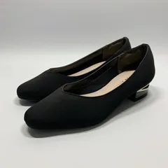 未使用に近い〇 JELLYBEANS ジェリービーンズ パンプス Vカット ローヒール ブラック ゴールド 22.5 黒