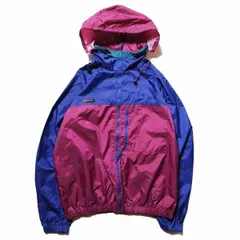 90's コロンビア フルジップ ナイロン ジャケット (XL位) 青x紫 パッカブル パーカー フード 90年代 旧タグ オールド アウトドア Columbia アメリカ古着 USED  ビンテージ ヴィンテージ