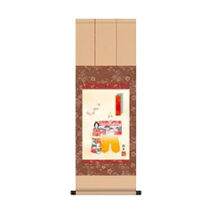 真作/晃峰/御雛図/雛祭り/桃の節句/布袋屋掛軸HJ-135