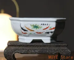 六角形陶器鉢 盆栽鉢 青磁鉢 山野草鉢多肉植物 植木鉢小品大品盆栽鉢陶器鉢置物zw0829