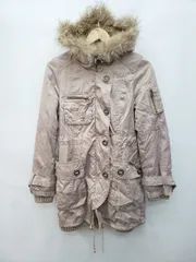 ◇ ◎ ABAHOUSE アバハウス チャイニーズラクーンファー ジップアップ 長袖 モッズコート サイズ2 ベージュ系 レディース P  【1403110005054】のサムネイル
