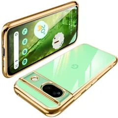 【特価商品】Google Pixel8a ケース クリア TPU 透明 薄型 軽量 グーグル ピクセル 8a スマホケース 耐衝撃 メッキ加工 ソフト 人気 ワイヤレス充電対応 (ゴールド)