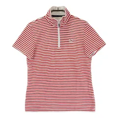 サイズ：36 ADABAT アダバット  ハイネック半袖ハーフジップTシャツ ボーダー柄 レッド系 [240001468411]# ゴルフウェア レディース ストスト
