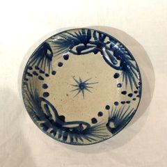 やちむん　横田屋窯 知花實　孔雀文8寸皿