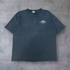 COTTON DELUXE 刺繍 ヘンリーネックTシャツ 黒 XLサイズ