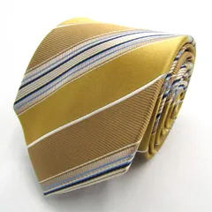 コムサメン ブランド ネクタイ ストライプ柄 シルク 日本製 PO メンズ イエロー COMME CA MEN 【中古】