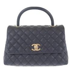 【中古Aランク】CHANEL ラージ トップハンドルフラップバッグ A92991 2WAYバッグ ハンドバッグ ショルダーバッグ グレインカーフレザー ブラック ゴールド金具 レディース バッグ