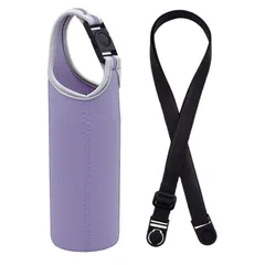 【特価商品】ショルダー 500ml 水筒 水筒 ボトル カバー カバー 肩かけ ペットボトル キッズ ショルダー ペットボトルホルダー 子供 水筒ホルダー 大人 女の子スポーツ子供バッグ 水筒ケース ホルダーショルダーストラップ搭載 水筒カバー (パープル)