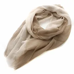 クロエ CHLOE FOULARDS ストール マフラー フリンジ バイカラー シアー シースルー 絹 シルク ベージュ /NW39 ■GY14 ■OHのサムネイル