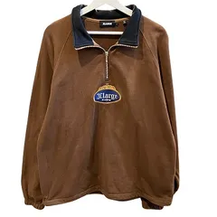 エクストララージ X-LARGE 美品 ハーフジップ トレーナー ロゴ ワッペン 厚手 Lサイズ 茶 ブラウン
