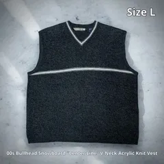 00s Bullhead Snowboard “Center Line” V-Neck Acrylic Knit Vest ブルヘッドスノーボード アクリルニットベスト グレー系 Lサイズ 韓国製 Vネック センターライン ストリート Y2K