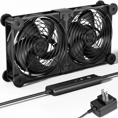 【新着商品】5段階風量調整 DC12V PCファン 静音 強力冷却クーラー 扇風機 ミニ送風機 2連ファン 多用途排気【U2DC2】 AC電源 空冷ファン12cm upHere