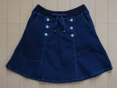 ★5 新品 未使用 ポンポネットジュニア pom ponette junior アウトレット 子供服 女の子 L 160cm スカート デニム ブルー 青 春 秋 冬 ボトムス ガールズ 女児 キッズ ジュニア 【中古】 ユーズド リサイクル