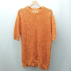 ◇ ⊂ REVIVE リバイブ 透け編みニット 七分 メッシュニット サイズ表記なし オレンジ系 メンズ E  【1506230029877】