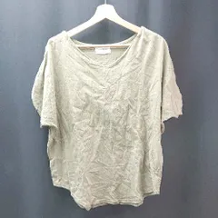 ◇ antiqua アンティカ ラウンドネック 無地 オーバーサイズ 半袖 カットソー サイズF カーキ レディース E  【1309250048947】のサムネイル