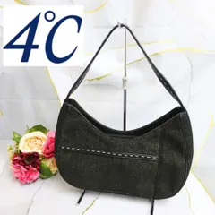4℃ ヨンドシー　 ハンドバック　布生地　ステッチ　ブラック　黒のサムネイル