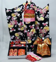 七五三 七歳 女児 着物フルセット 合繊 豪華絢爛 結び帯 祝着 7歳 7才 七才 女の子 NO40543