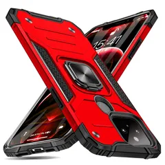 【数量限定】5 Pixel ケース リング 衝撃吸収 耐衝撃 落下防止 米国軍事MIL標準取得 スタンド機能 PC+TPU 二重構造 防塵 Google 薄型 軽量 一体型 360度回転 全面保護カバー Google ケース 赤 MJJ-SJ-1051-7-0