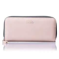 Pink [COCO CUTE] レディース バイカラー 長財布 使いやすい 縦型カード収納 片手で持てる 大型小銭入 (Pink)