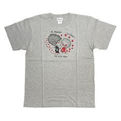 水森亜土 マリンカップル 半袖Tシャツ(M) グレー アパレル