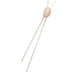 【B：ピンク×ワンサイズ】[Cream dot. クリームドット公式] ネックレス レディース タイ ラリエット ループタイ ロング フリーアジャスター 長さ調整 マーブル スライド式 y字 3タイプ 変形 大人  