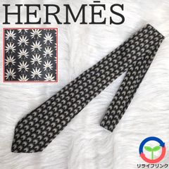 【HERMES】 エルメス 総柄 ネクタイ シルク 黒花 7398 PA 黒 BLK 絹 SETA ビジネス リクルート カジュアル フランス製 FRANCE 花柄