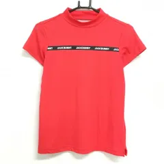 ★SALE価格★【超美品】ジャックバニー 半袖ハイネックシャツ レッドピンク系×白 織生地  レディース 0(S) ゴルフウェア 2023年モデル Jack Bunny