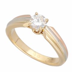 Cartier カルティエ トリニティ ダイヤモンド(0.31ct F-VVS1）スリーカラー ゴールド ソリテール リング K18 YG WG PG  日本サイズ9号 #49【送料無料】【中古】25020135