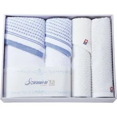 いずみ織 バス・フェイス・ハンドタオルセット SAL-502 | 24-7519-066タオル バスタオル フェイスタオル ハンドタオル 汗拭き ふわふわ パイル糸 綿100% 日本製 箱入り 上質感 お見舞い 詰め合わせ ギフト ギフトセット プレゼントおす