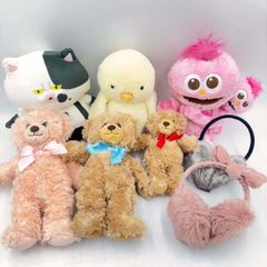 [8点セット] ぬいぐるみ モッピー テディベア ジャッジくん キティちゃん 袋 耳当て まとめ セット