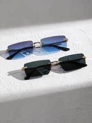 Men's Eye Accessories, 2 Pairs of Square Lens Rimless Sunglasses, Bohemian Fashion Eyeglasses, Vintage Beach Accessories, Summer Beach Vacation, Outdoor, Travel Sunglasses