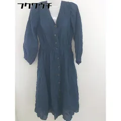 ◇ w closet ダブルクローゼット バックレースアップ 長袖 膝下丈 ワンピース サイズF ネイビー レディース  【中古】 【1112140013747】