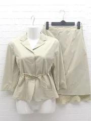 ◇ COMME CA DU MODE コムサデモード 七分袖 ジャケット 膝丈 スカートスーツ 上下 セットアップ M ベージュ *  【1002800194414】