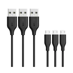 （まとめ） アンカージャパン ANKER PowerLine Micro USB ケーブル 0.9m ブラック B8132016 1パック（3本） 【×2セット】