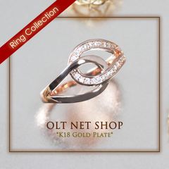 クロス リング 指輪 オープンリング ティアドロップ レディース ジルコニア CZ ダイヤ 18金 18k コーティング ピンクゴールド K18GP　【商品番号：r10】