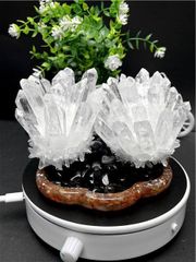 約：1080g【入手困難】AAA級天然高透明度水晶クラスター& 天然モリオン(黒水晶）チップ(9-12mm)B86B6/159B42C