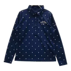 サイズ：LL CALLAWAY キャロウェイ  長袖ポロシャツ 刺繍 ティー柄 総柄 ネイビー系 [240001254307] ゴルフウェア レディース ストスト