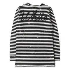 OFF-WHITE オフホワイト Tシャツ サイズ:XS ダメージ ブリーチ 加工 バックロゴ ボーダー ロングスリーブTシャツ トップス 長袖 ロンT カットソー ホワイト ブラック 白黒【メンズ】のサムネイル