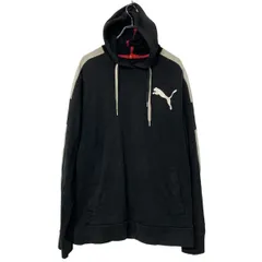 PUMA プリントスウェット パーカー L ブラック プーマ プルオーバー ポケット スポーツ 古着卸 アメリカ仕入 a611-5902