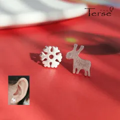Terse雪の結晶＆トナカイ　サンタさんの鹿  クリスマス　クリスマスやパーティ♪女子会にも☆アナ雪☆耳元を可愛らしく演出♪　925シルバーsnow シルバー（Silver）【定形外・メール便対応】☆sa0077a アナと雪の女王