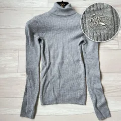 【美品】バーバリー　リブニット　タートルネック　ホースロゴ刺繍　ラメ