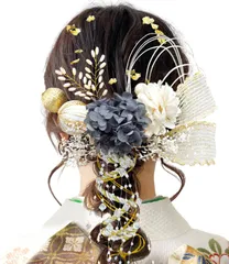 髪飾り ドライフラワー 髪飾り 袴 卒業式 和装 成人式 結婚式 振袖 プリザーブドフラワー 9色展開 金箔 紐アレンジ 水引 [JZOON] 和玉 A1600