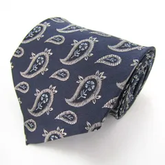 キミジマ ブランド ネクタイ シルク ペイズリー柄 総柄 PO メンズ ネイビー KIMIJIMA 【中古】