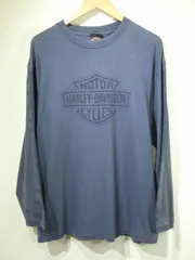 USA製 00s ビンテージ HARLEY DAVIDSON ハーレー シールドロゴ ディーラー フルプリント コピーライト入 L/S Tシャツ ロンT XL位 90s 80s