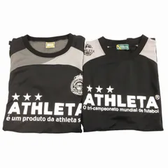 アスレタ ATHLETA 2点セット トレーニングシャツ ゲームシャツ サッカーウェア ロゴ プリント L 黒 ブラック 0707