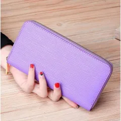 本革ラウンドファスナー長財布（パープル）ウォレットサイフカードケースカード入れ