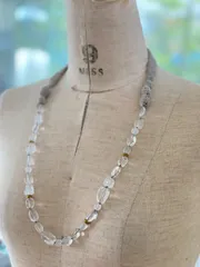 【最終値下げ】Vlas Blomme ニット×パール×クォーツネックレス 314813　15フラックス